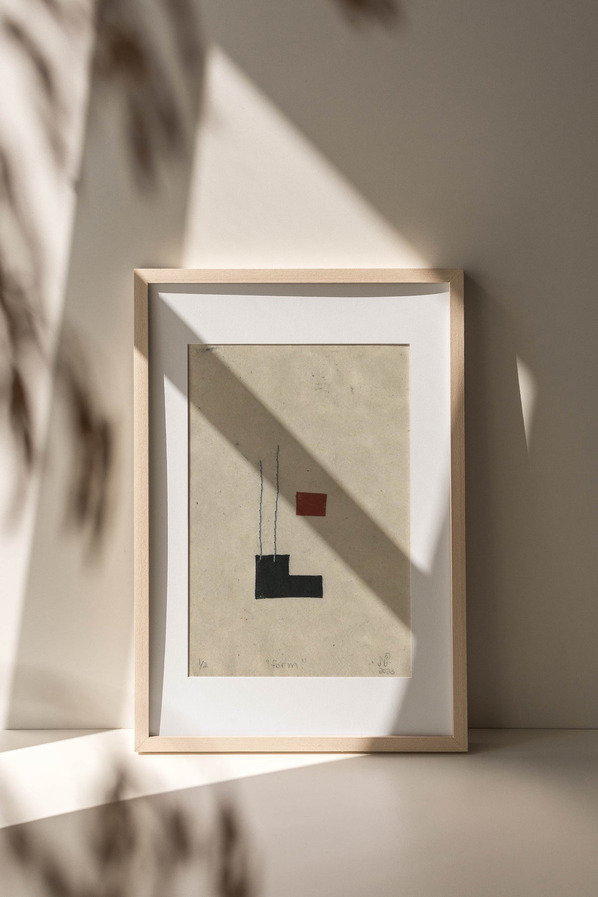 FORM AND SPACE LINOCUT PRINT FRAMED
