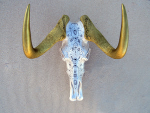 Black wildebeest Skull- Gold range